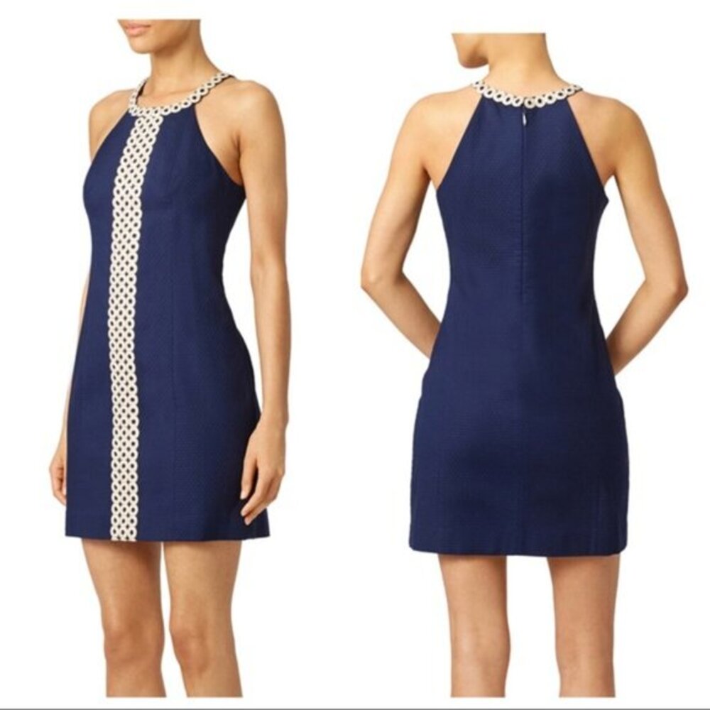 Lilly Pulitzer Sasha Shift Navy Blue With Gold Accent